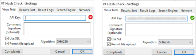 VT Hash Check_実行後、API key導入03