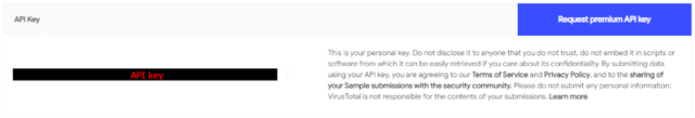 VirusTotal(ウイルストータル)_Sign In後、API keyを取得02