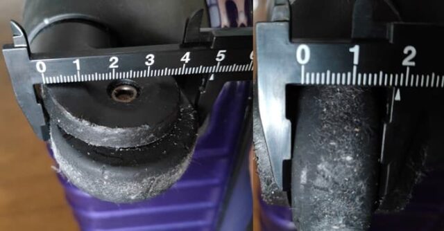 キャリーケース壊れたゴム車輪交換は自分で安く！_車輪購入前＆古い車輪を外す前にサイズ・寸法を測る