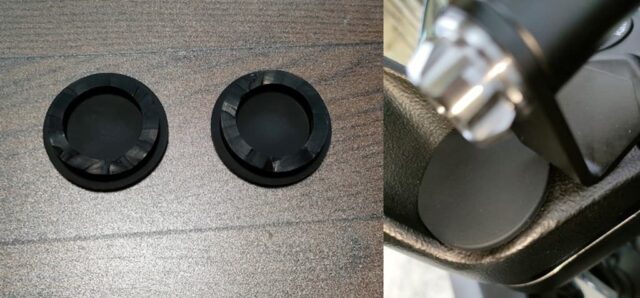 ジクサーSF250簡単フロントフォークキャップ自作で見た目＆防水性向上_ゴムキャップ加工中